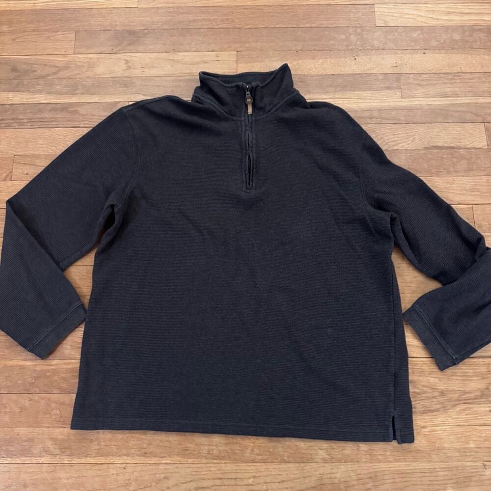 Hudson River Women's Black Grey Ribbed Quarter Zip Pullover - Size L